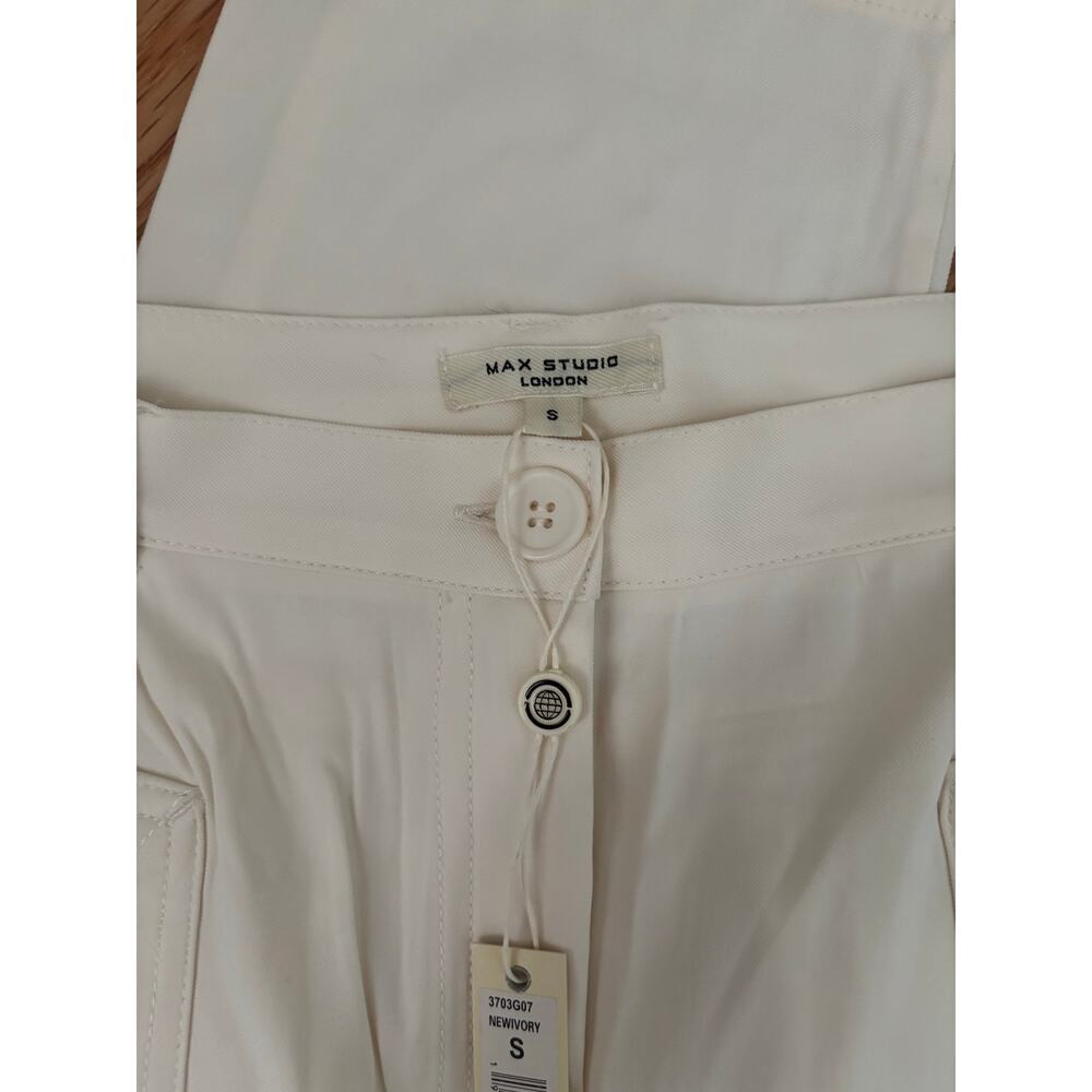 NWT Max Studio London Ivory Cargo Utility Pants Relaxed Tapered Casual Trousers - Picture 6 of 7